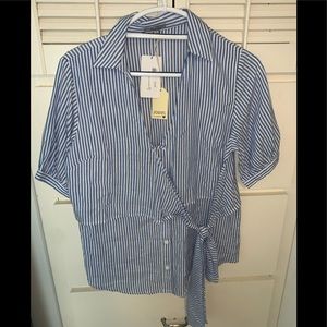 BLUE AND WHITE BLOUSE